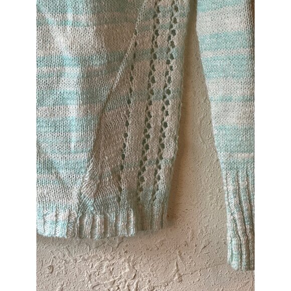 vtg Charming Charlie Womens Mint White Knit long sleeve Sweater Small sheer READ - Picture 2 of 10